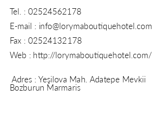 Loryma Boutique Hotel iletiim bilgileri